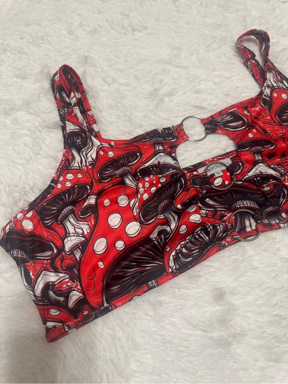 New 3x red mushroom crop tank top shirt Alice nocturnal beyond festival rave boh - Picture 2 of 3